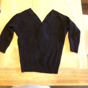 Thick knit black twist back crop sweater